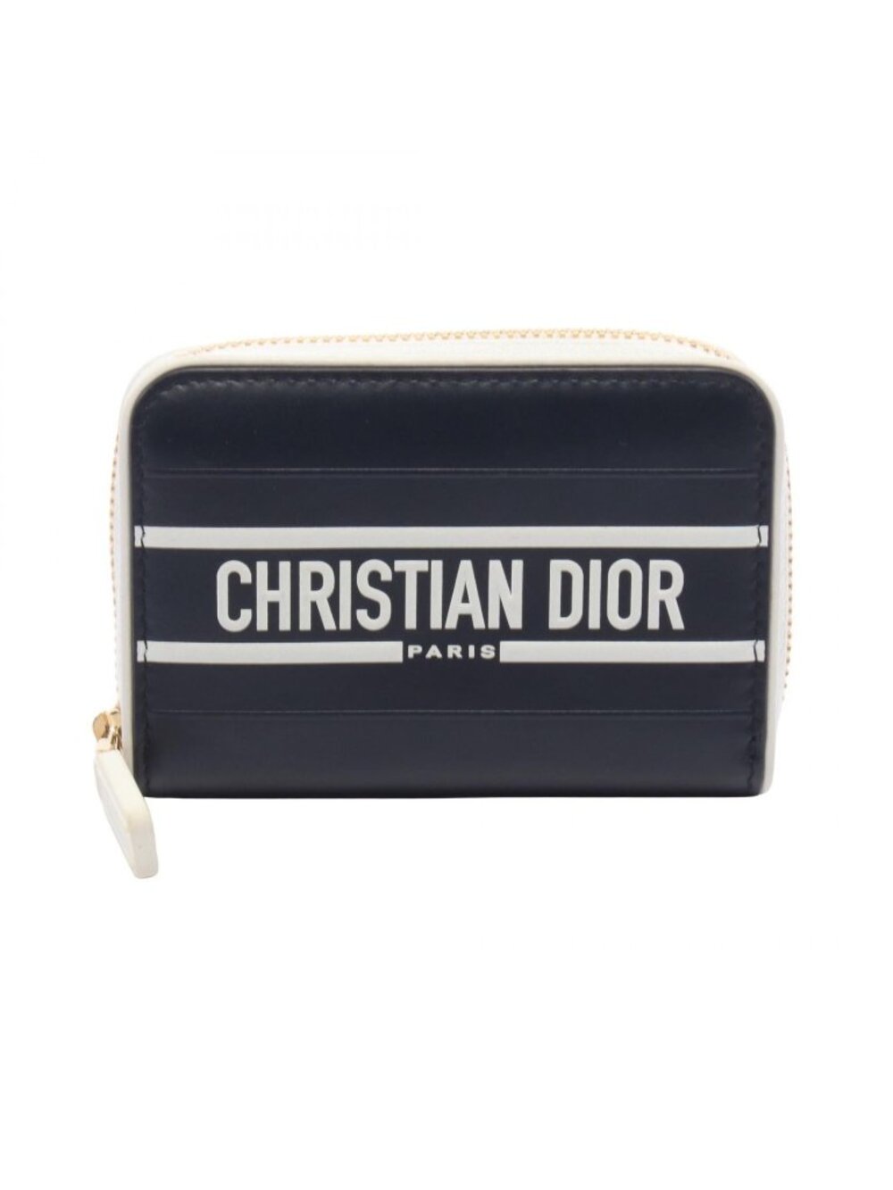 Dior Round Wallet Vibe Navy White Leather Coin Purse